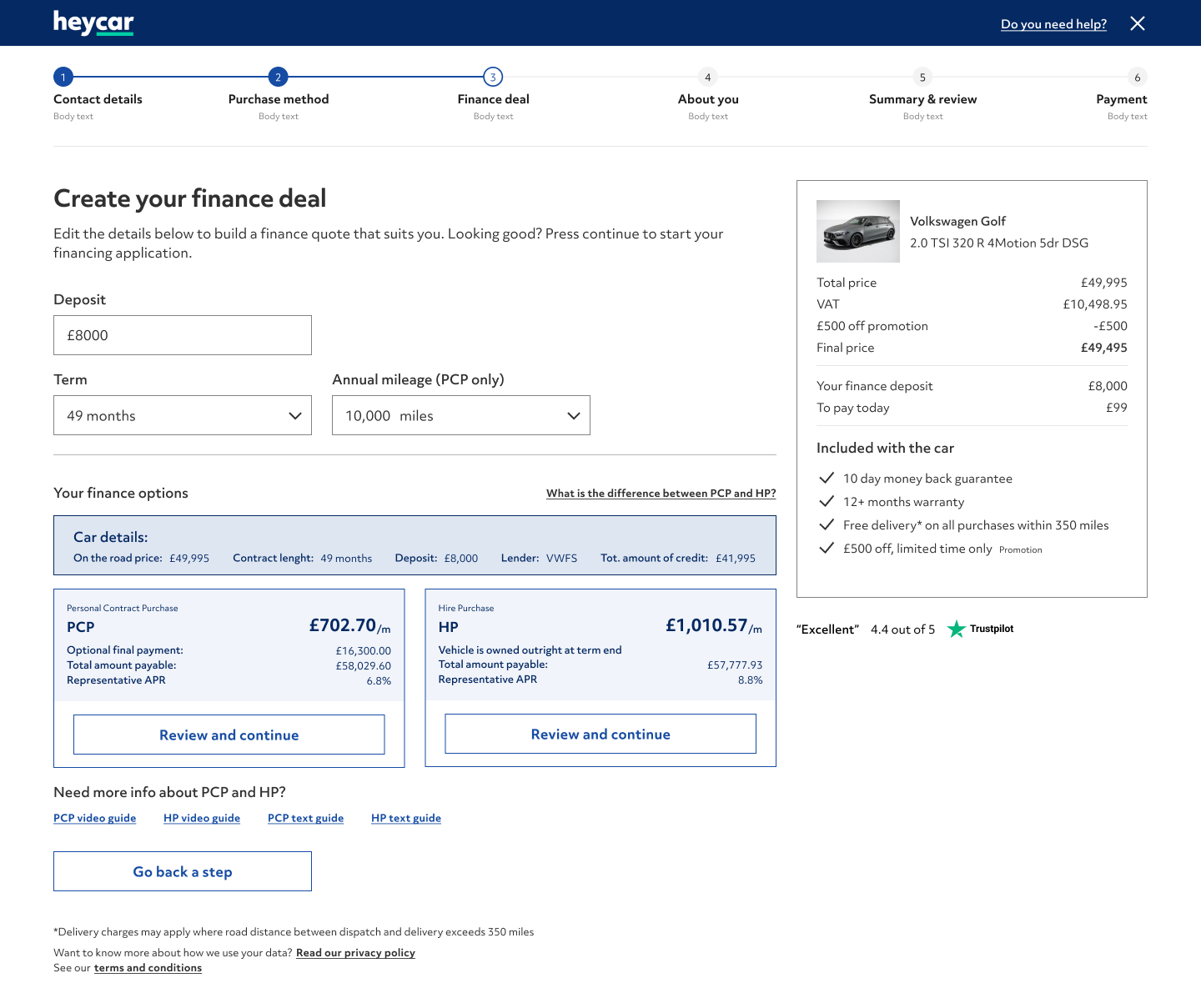 Platform Checkout example to create a finance deal